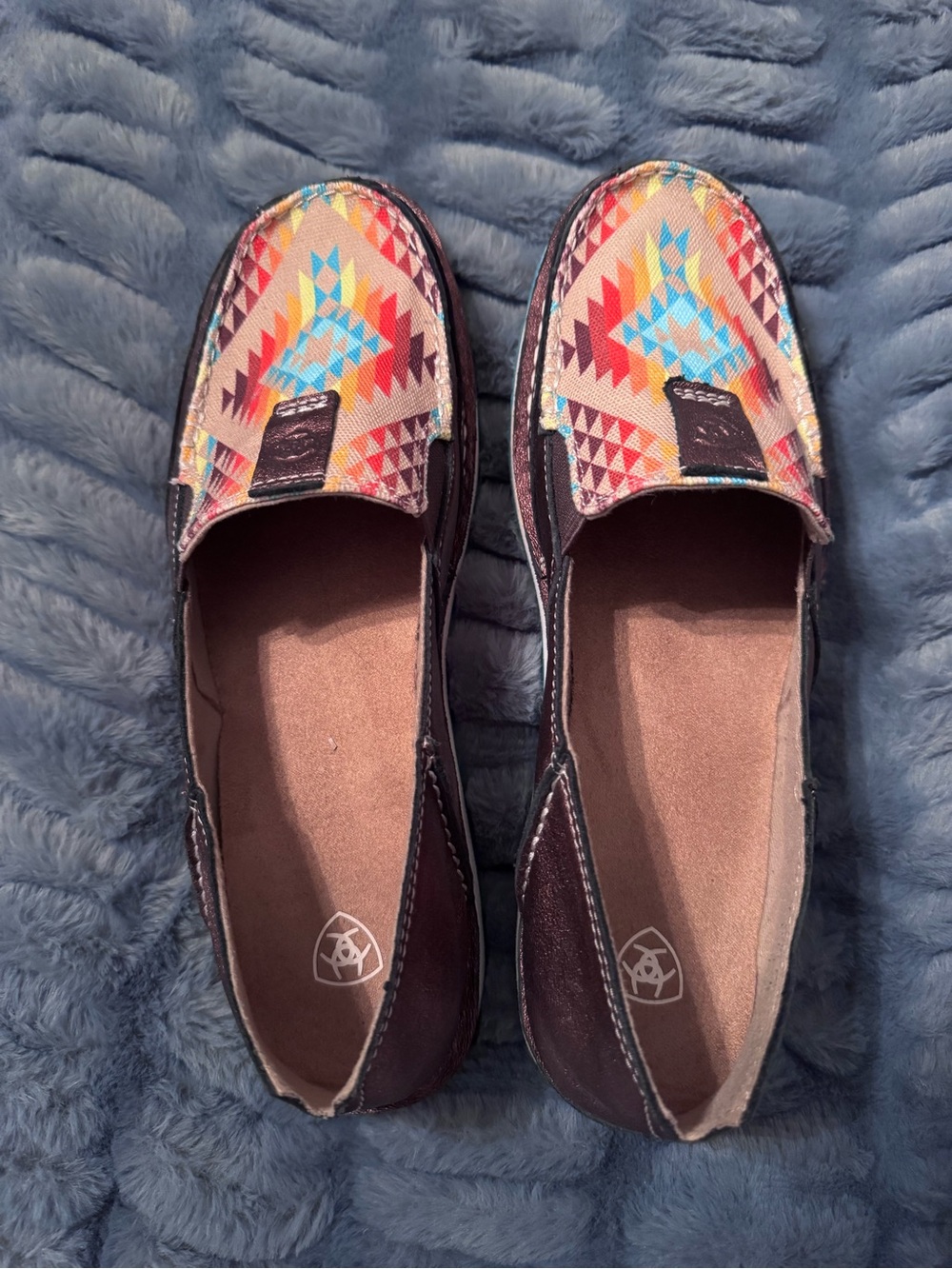 Women's Ariat Multicolor/Bronze Aztec Slip-On Loafers Leather/Textile Upper